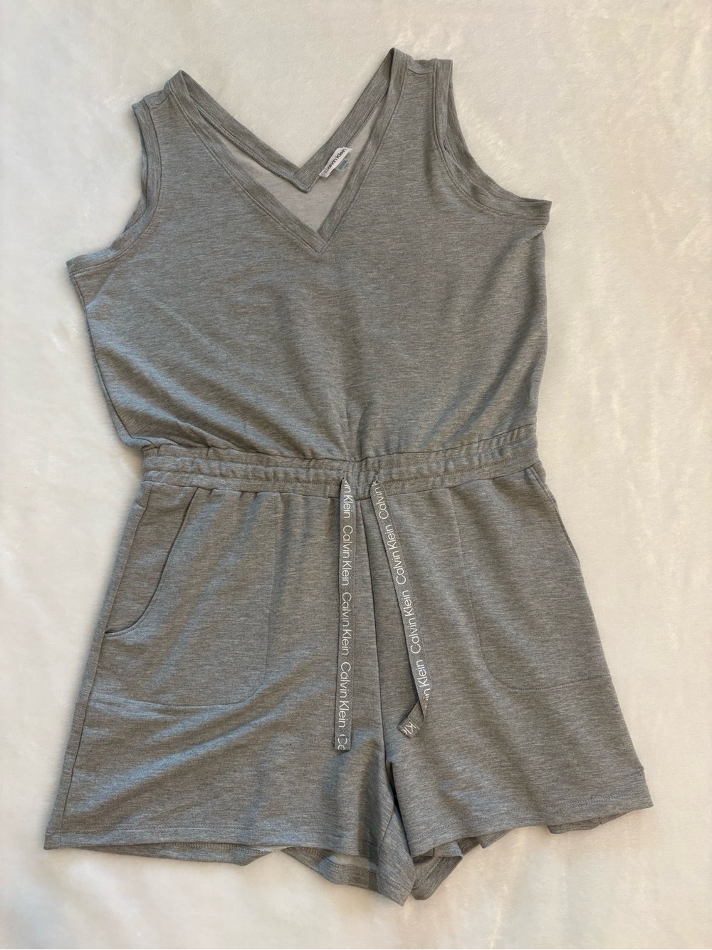 Calvin Klein Light Gray Sleeveless V-Neck Romper